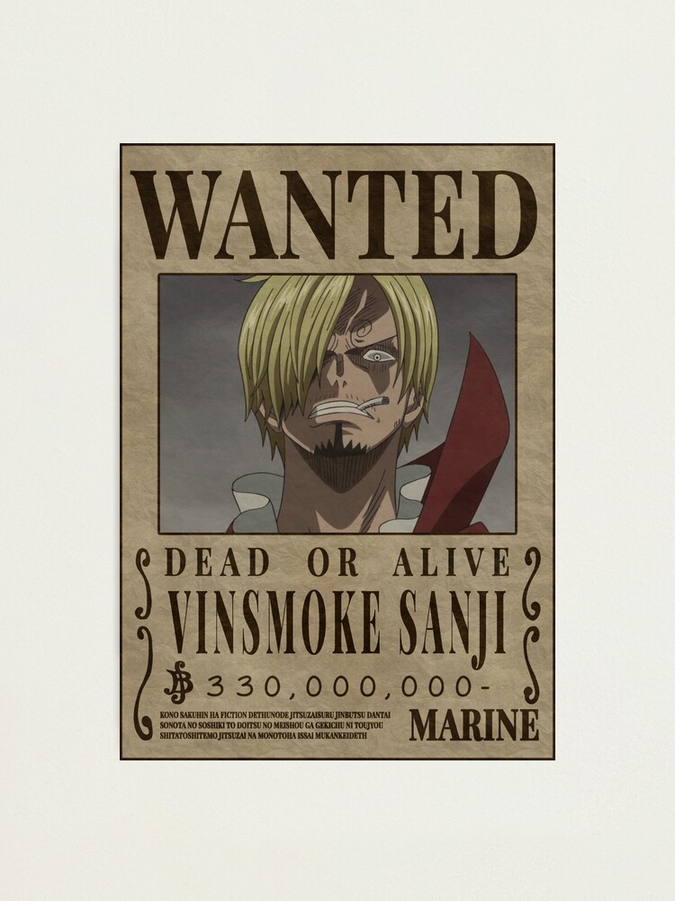 Sanji Black Leg Vinsmoke Germa 66 One Piece Wanted Bounty Poster Photographic Print By Patrika Redbubble