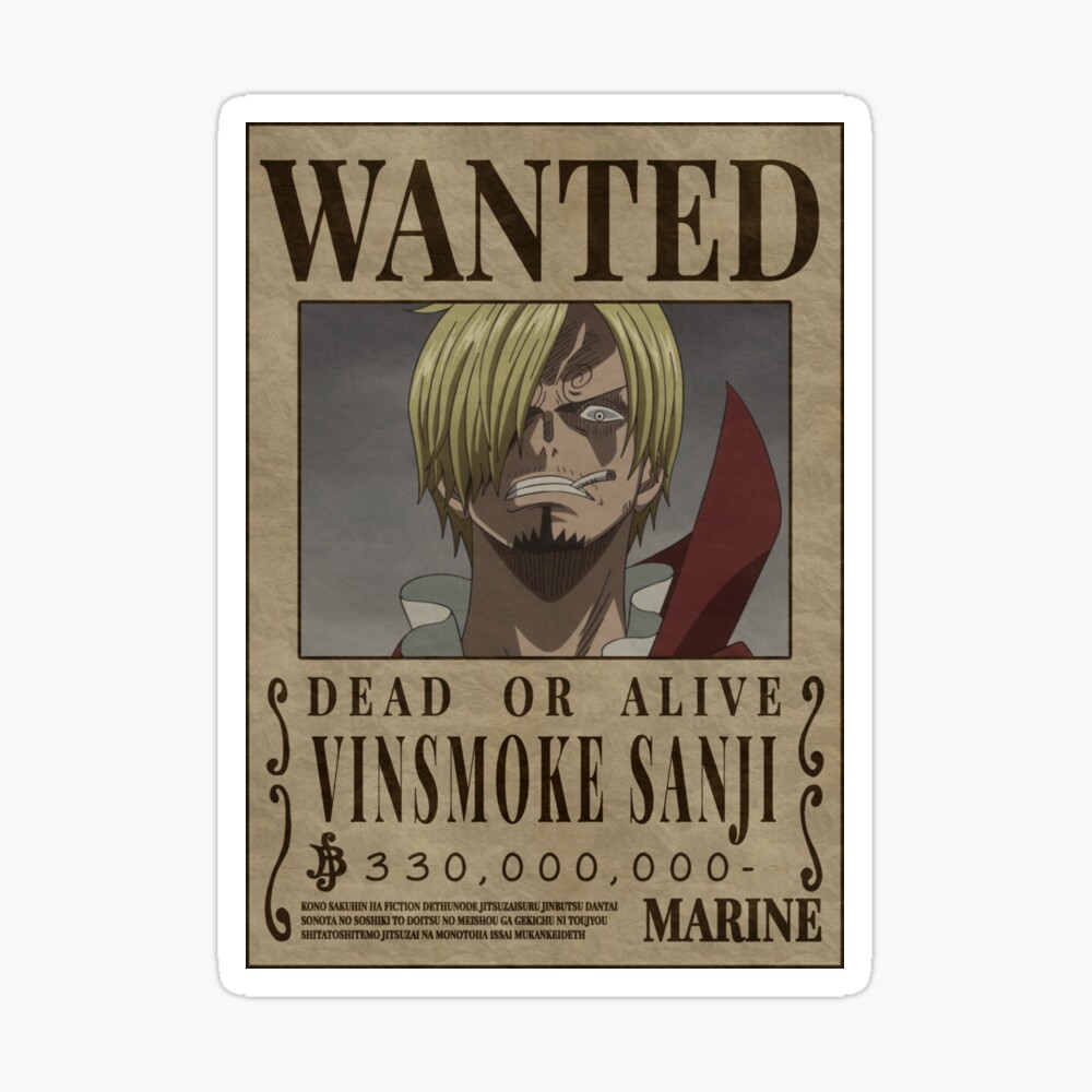 Sanji Black Leg Vinsmoke Germa 66 One Piece Wanted Bounty Poster Poster By Patrika Redbubble