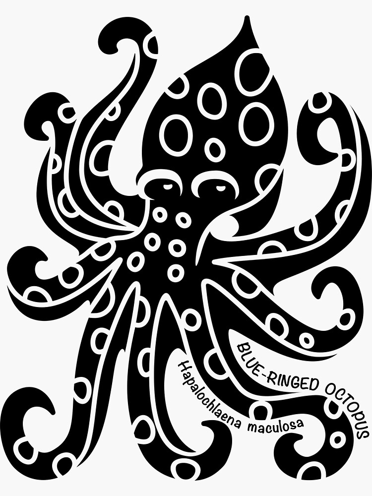 Blue-Ringed Octopus Australian Ocean Animal Silhouette | Sticker