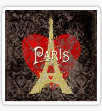 Travel Paris, modern vintage damask travel poster Sticker