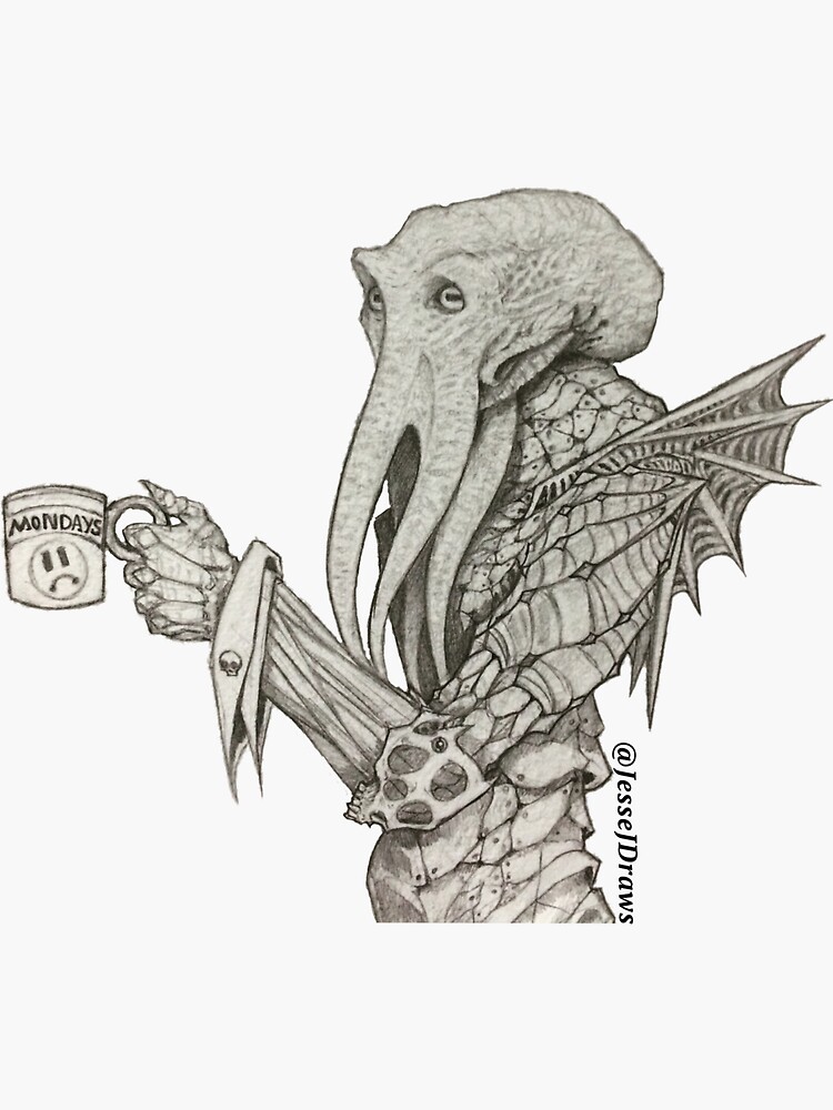 Thumbnail 3 of 3, Sticker, Middle Managment Mindflayer. designed and sold by JesseJDraws.