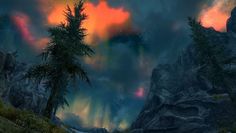 aurora skyrim night by dorkloner redbubble aurora skyrim night by dorkloner redbubble