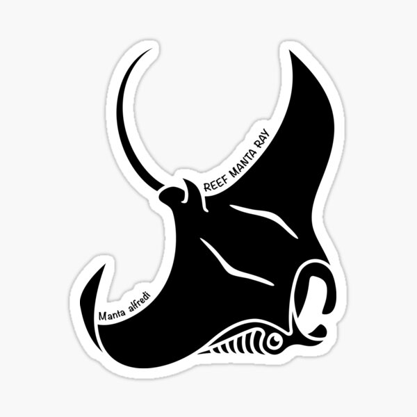 Manta Ray Australian Ocean Animal Silhouette with Name Sticker