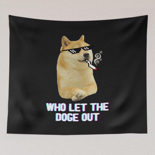 Item preview, Who Let The Doge Out Funny Dogecoin Cryptocurrency Saying Essential T-Shirt designed and sold by Lukifo-Mission.