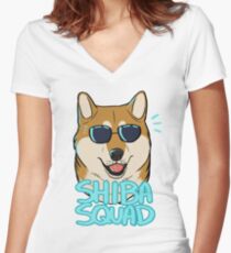 SHIBA SQUAD (red) Women's Fitted V-Neck T-Shirt