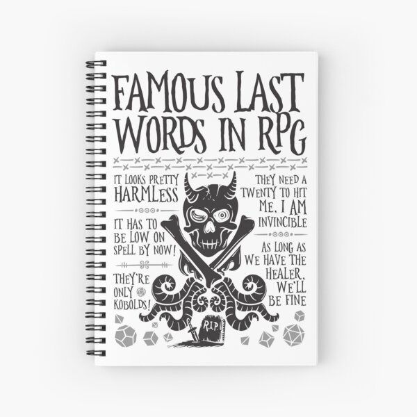 Aperçu de l'œuvre Derniers mots célèbres en RPG (noir) créée et vendue par RoleplayRealm.