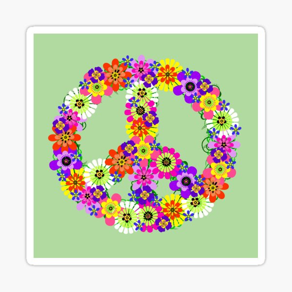 Peace Sign Floral Sticker