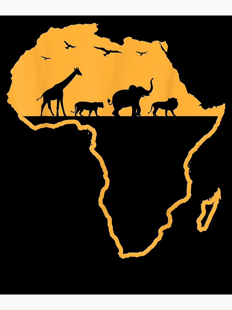 "African Safari African Continent Map Wild Animals Lover Gift " Poster