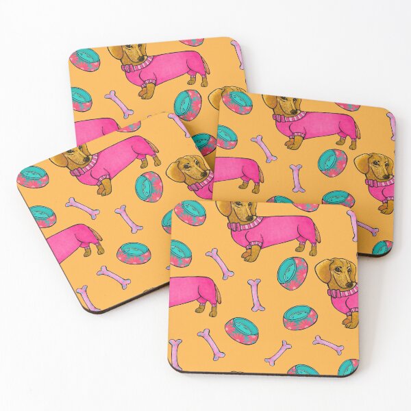 Item preview, Dachshund Pattern - Pink and Orange designed and sold by Sketchbook Designs.