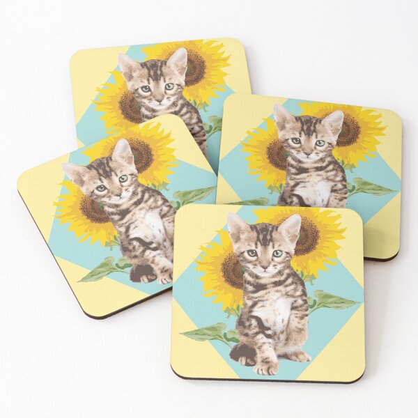 Item preview, Sunflower Kitten (Yellow, Blue) designed and sold by riccagarden.