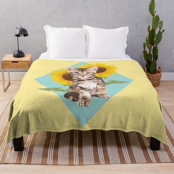 Item preview, Sunflower Kitten (Yellow, Blue) designed and sold by riccagarden.