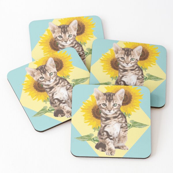 Item preview, Sunflower Kitten (Yellow, Blue) designed and sold by riccagarden.