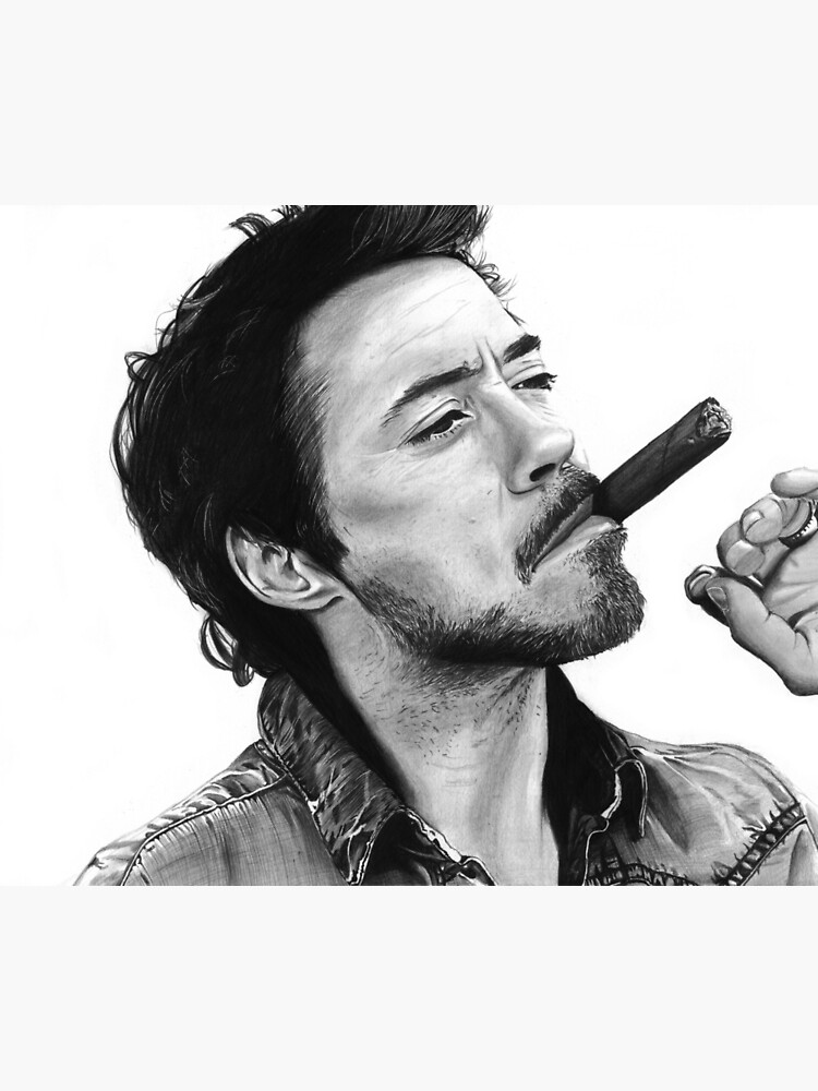 Tony Stark Robert Downey Jr. Pencil Drawing Print 