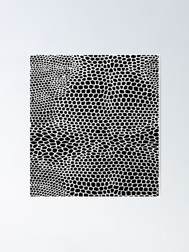 Poster Snake python skin texture. Seamless pattern black on white