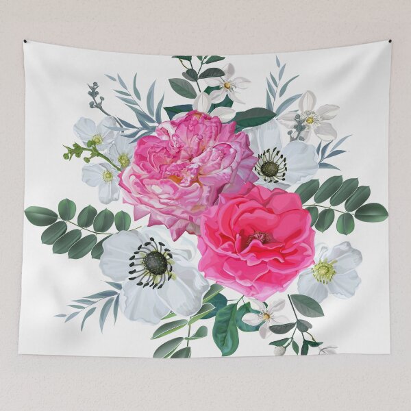 Item preview, Tropical plant with white rose and wild flower purple color designed and sold by WeeraS.