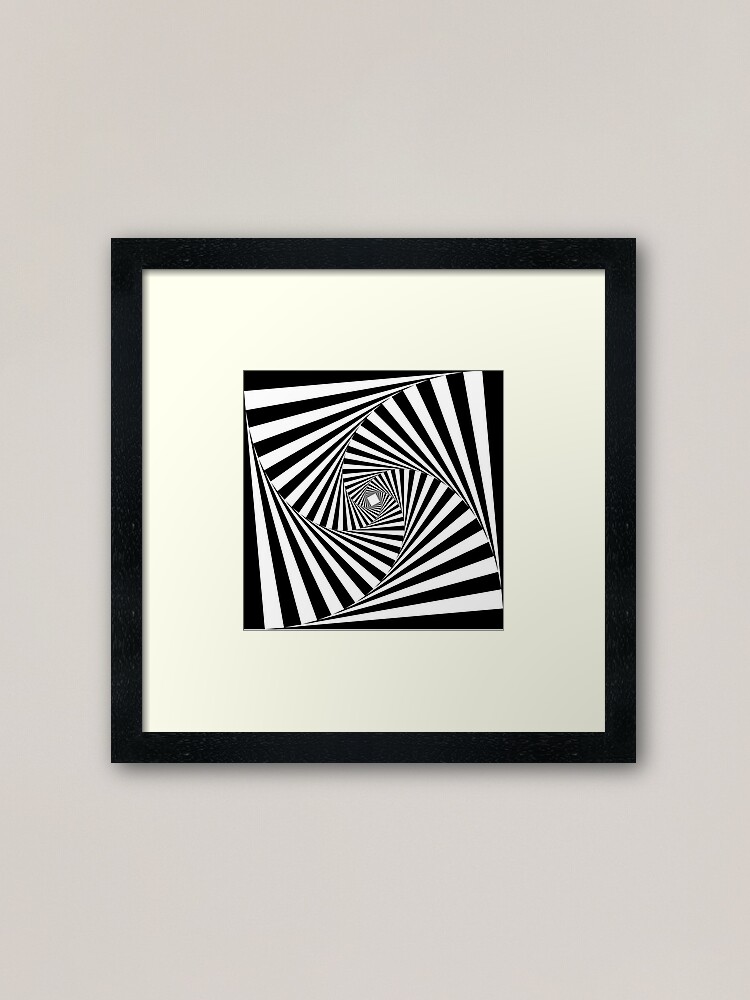 Black And White Psychedelic Spiral Tunnel Framed Art Print By Dankmemesbro Redbubble