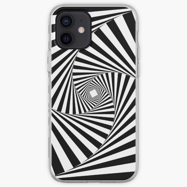 Black and White Psychedelic Spiral Tunnel iPhone Soft Case