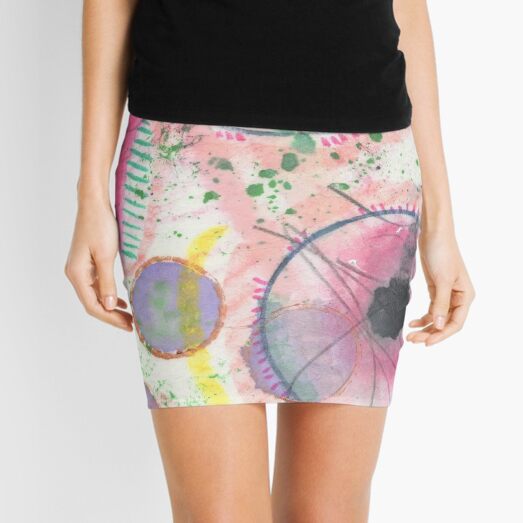 80s Color Pop Abstract Mini Skirt
