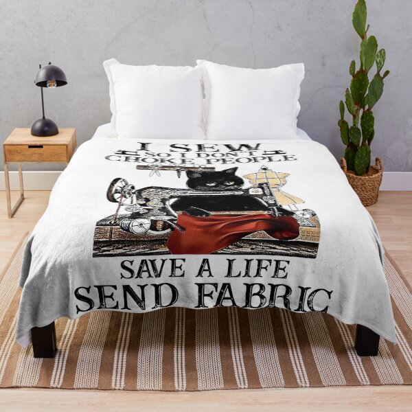 Item preview, I Sew So I Dont Choke People Save A Life Send Fabric Black Cat Shirt designed and sold by SaraahArt.
