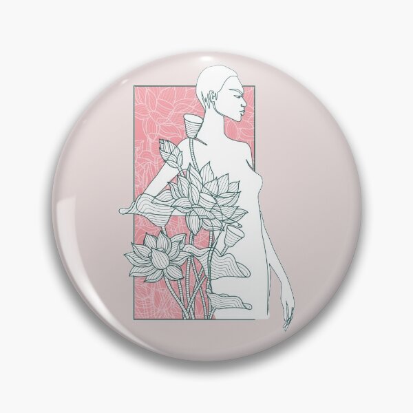 Item preview, Women Nude Body with Flowers Nymph Line Art designed and sold by HerMindSpeaks.