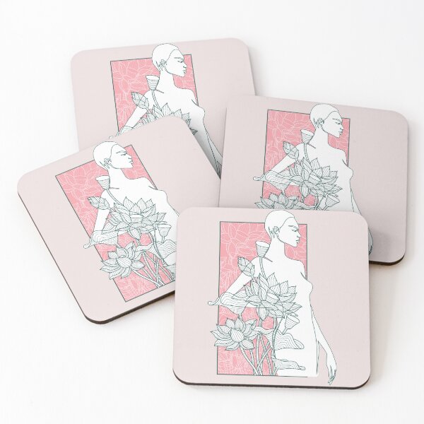 Item preview, Women Nude Body with Flowers Nymph Line Art designed and sold by HerMindSpeaks.