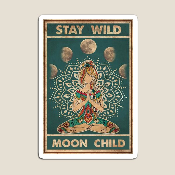 Artikel-Vorschau von Vintage Yoga Mädchen Bleib Wild Mondkind, Yoga Liebe, designt und verkauft von LuvSeven.
