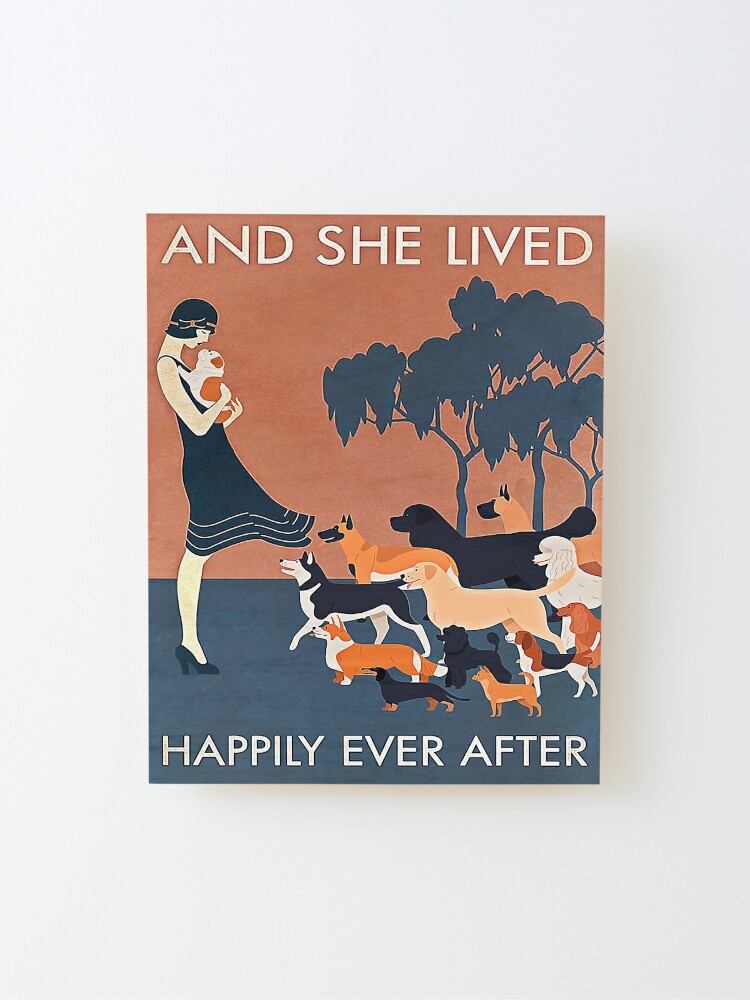 Alternate view of Vintage Girl And Dog And She Lived Happily Ever After Mounted Print