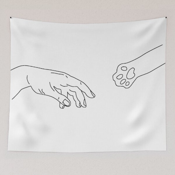 Item preview, Michelangelo The Creation Of Adam Cat line designed and sold by AnnaAndVibes.