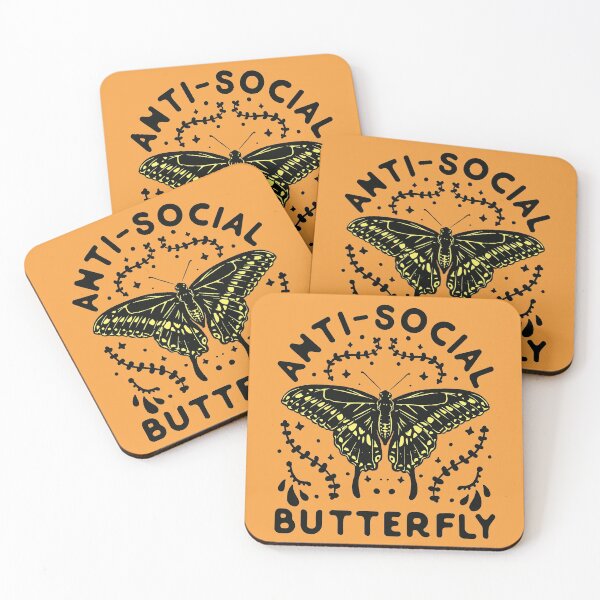 Item preview, antisocial butterfly art black designed and sold by aylinlakin.