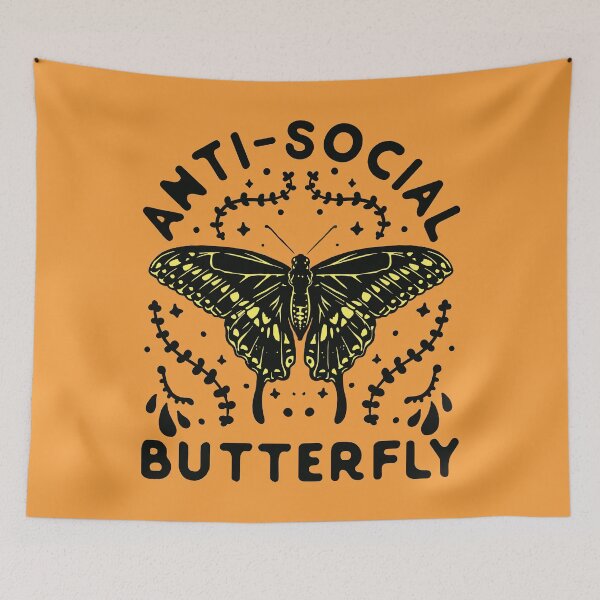 Item preview, antisocial butterfly art black designed and sold by aylinlakin.