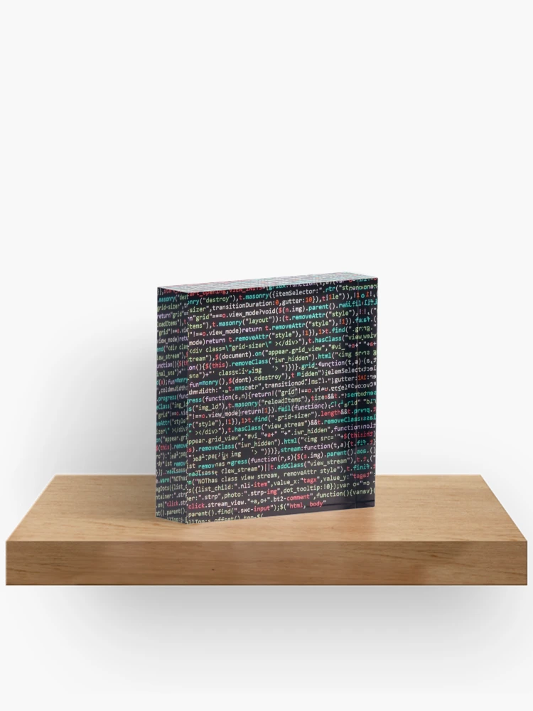Aperçu 2 sur 5. Bloc acrylique avec l'œuvre Code de script Java créée et vendue par PrintSol.