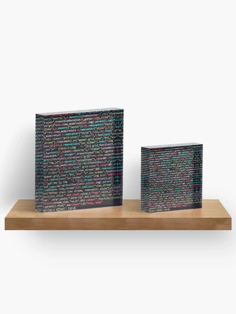 Aperçu 3 sur 5. Bloc acrylique avec l'œuvre Code de script Java créée et vendue par PrintSol.