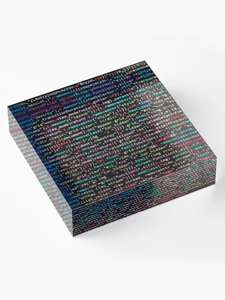Aperçu 4 sur 5. Bloc acrylique avec l'œuvre Code de script Java créée et vendue par PrintSol.