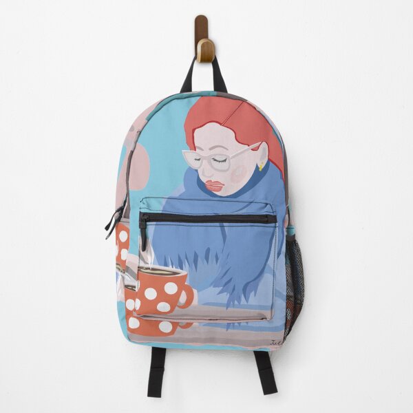 Item preview, Redhead girl with a cell phone and cappuccino designed and sold by Julia's Print Studio .