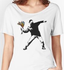 Banksy - Rage, Flower Thrower Women's Relaxed Fit T-Shirt