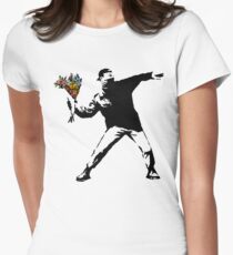 Banksy - Rage, Flower Thrower Women's Fitted T-Shirt