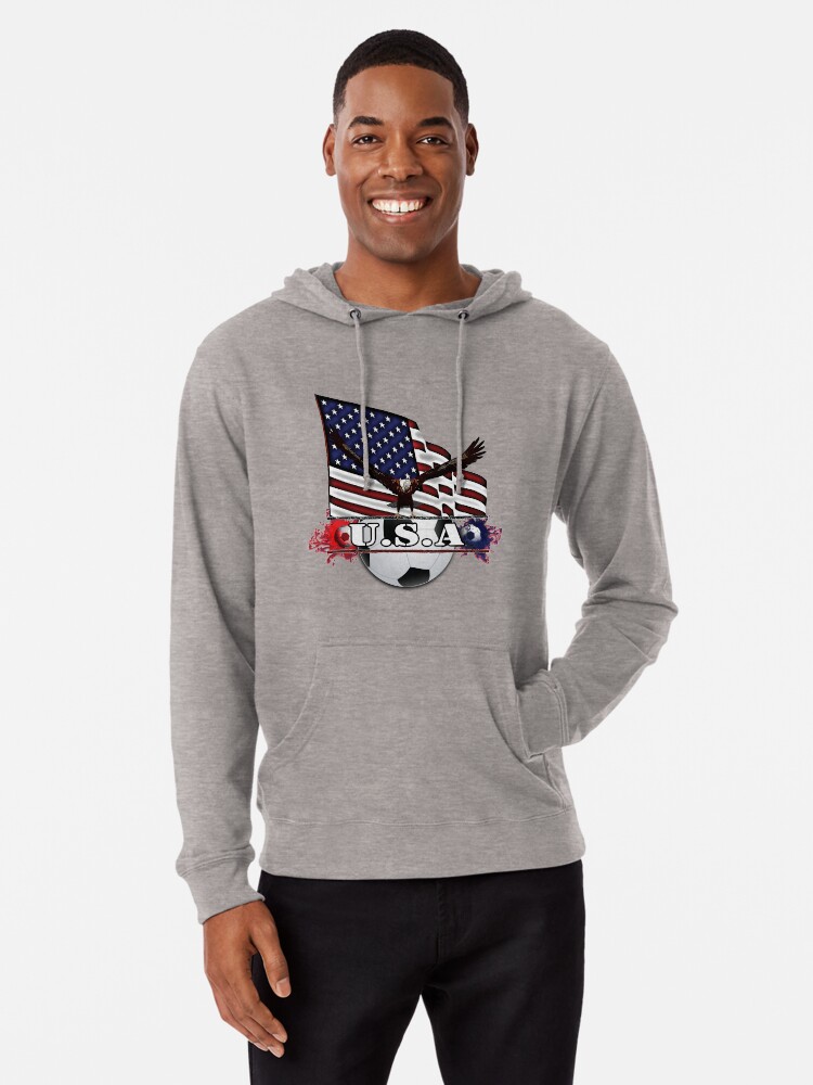 Alternate view of Patriotic USA Soccer Ball Lightweight Hoodie