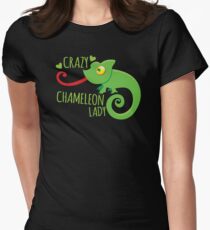 Crazy Chameleon lady Women's Fitted T-Shirt