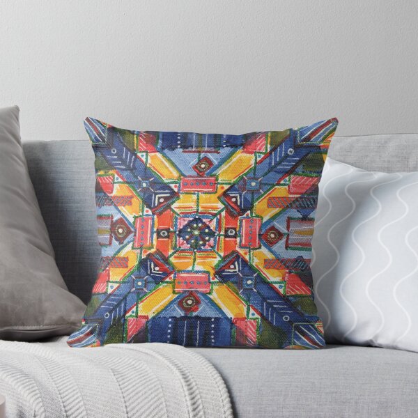 Aperçu de l'œuvre Peinture Mandala à carreaux bleus créée et vendue par LABrizendine.