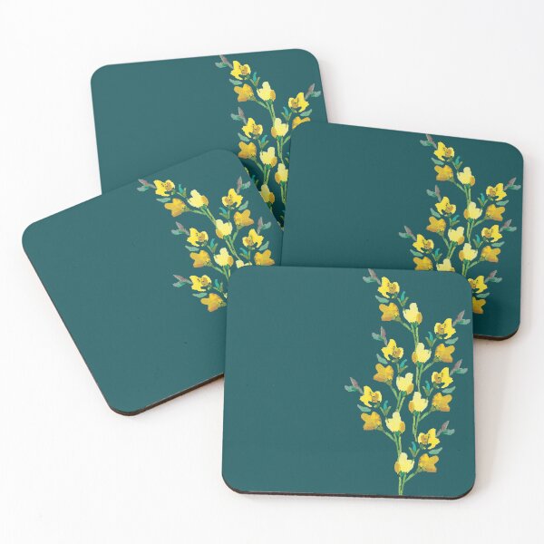 Item preview, Yellow Posy on dark teal background designed and sold by PURPLEbliss.
