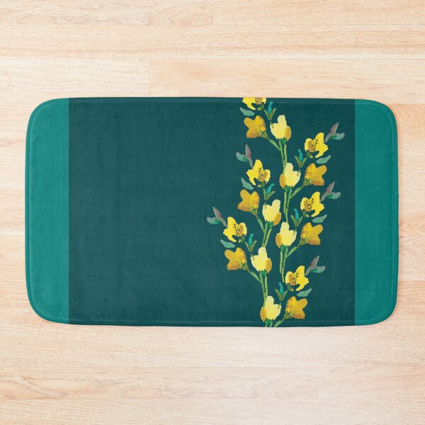 Item preview, Yellow Posy on dark teal background designed and sold by PURPLEbliss.