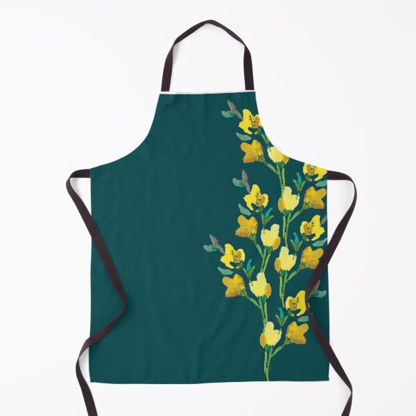 Item preview, Yellow Posy on dark teal background designed and sold by PURPLEbliss.