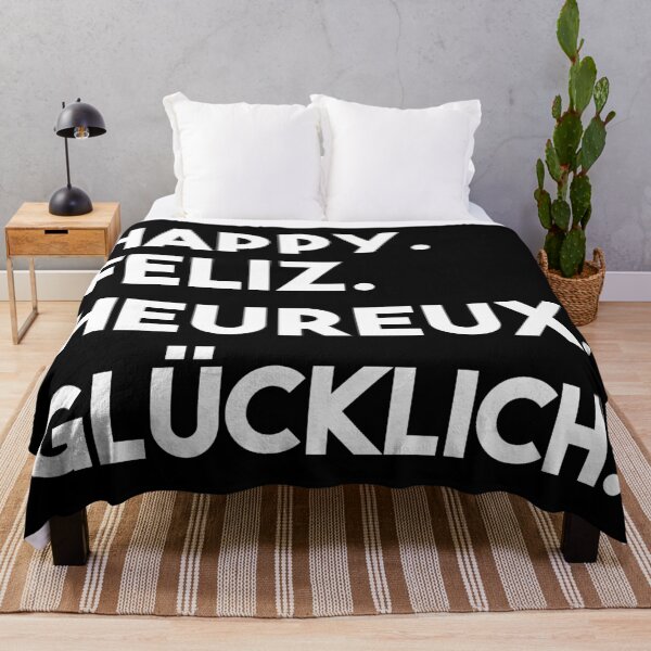 Item preview, happy feliz heureux glücklich funny language translation designed and sold by joy4shirt.