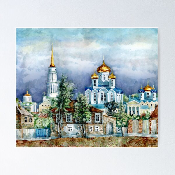 Item preview, Provincial Small city Zadonsk  aquarelle designed and sold by SVETLANA ZOLOTAREVA.
