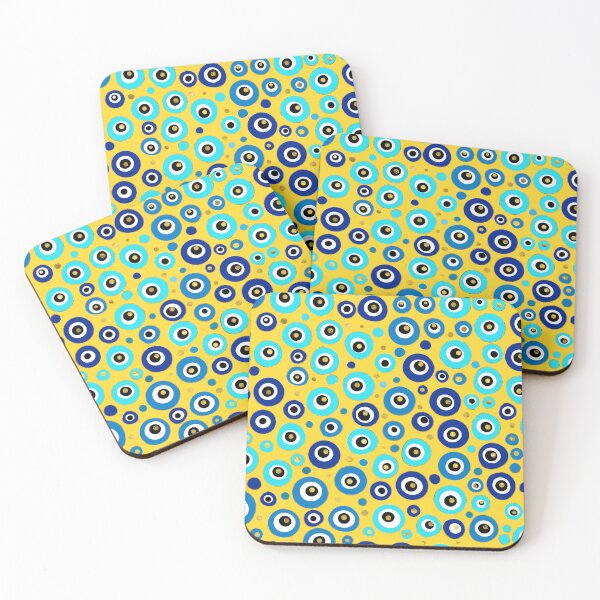 Item preview,  Evil Eye protection pattern on yellow designed and sold by k9printart.