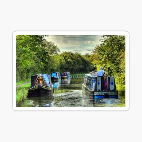 Narrowboat Castle Scene Square STYLE 2 Stickers Decals Graphics PAIR 