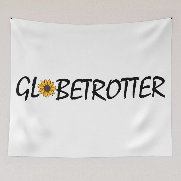 Item preview, Globetrotter with yellow sunflower sign black and white minimalistic quote vintage typography designed and sold by Deegital18.