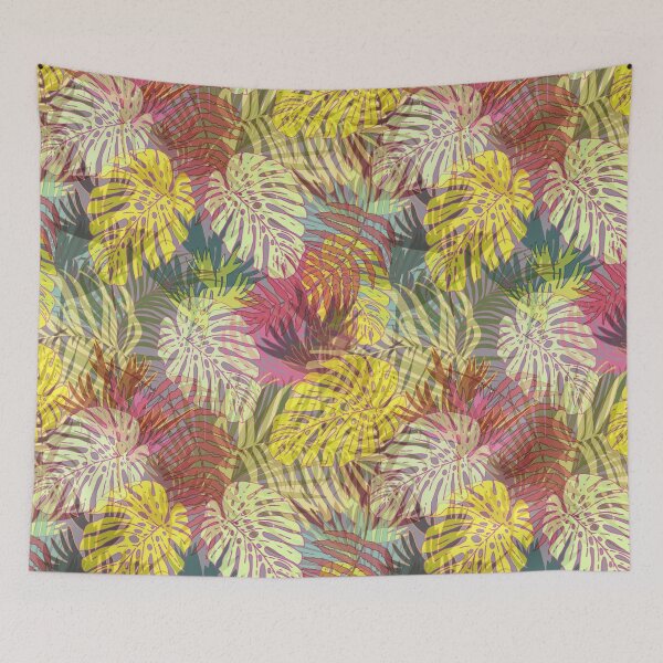 Item preview, Colorful tropic translucent subtle leaves seamless pattern dark. Wild herbs. Wild life. designed and sold by Yulia Chepurova.