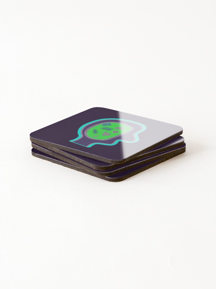 Thumbnail 4 of 5, Coasters (Set of 4), Music On My Mind Music Notes Brain designed and sold by DesignsofNote.