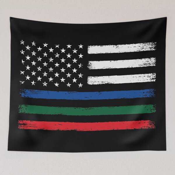 Item preview, Thin Blue Red Green Line Flag for Police Firefighter Military designed and sold by common-node.